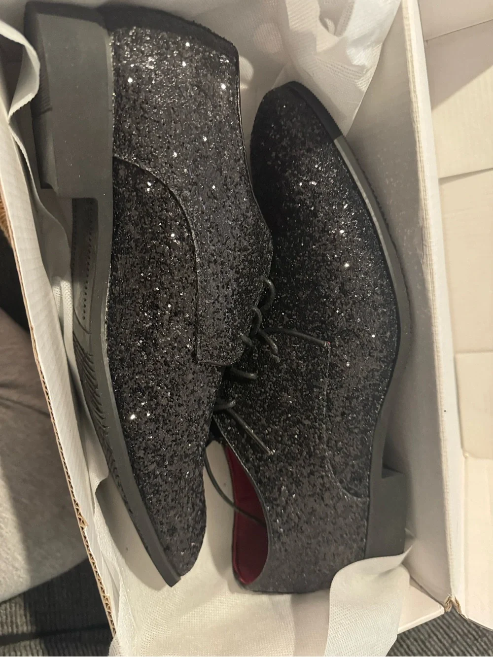 Men's Black Glitter Lace-Up oxfords